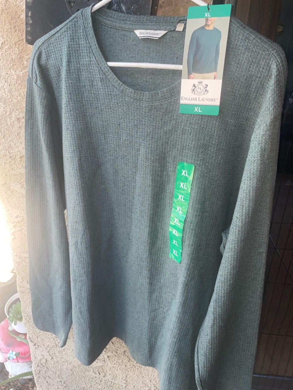 English Laundry Men's-Style Crewneck Sweater in Teal Green - XL